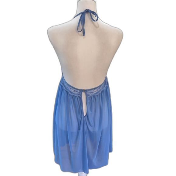 Shirley of Hollywood Lingerie Sexy Sheer Blue Lace Babydoll Peekaboo Cutouts XL - Picture 4 of 12